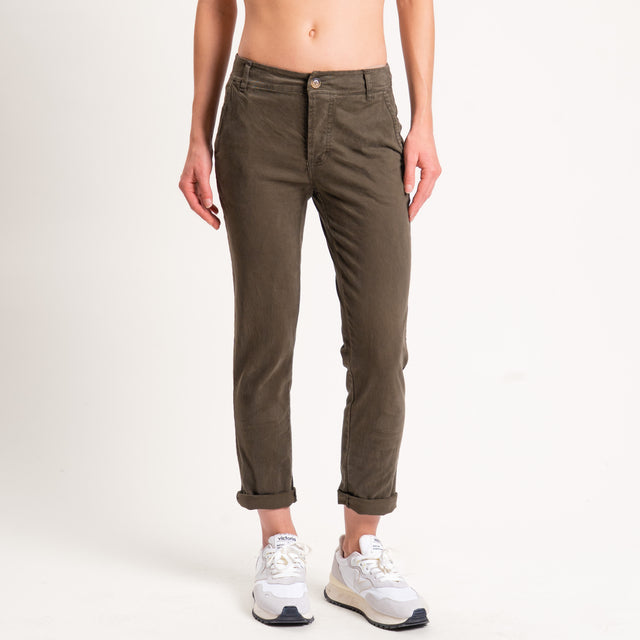 Zeroassoluto-Pantalone LOIS chino cotone elasticizzato - militare