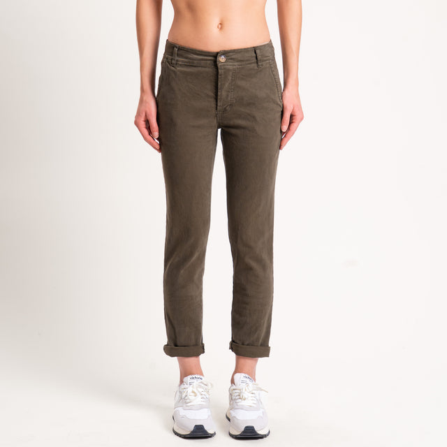 Zeroassoluto-Pantalone LOIS chino cotone elasticizzato - militare