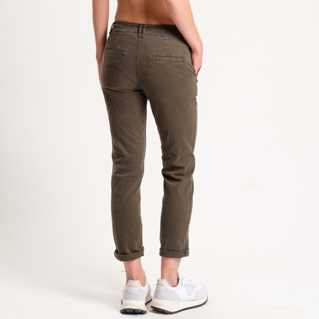 Zeroassoluto-Pantalone LOIS chino cotone elasticizzato - militare
