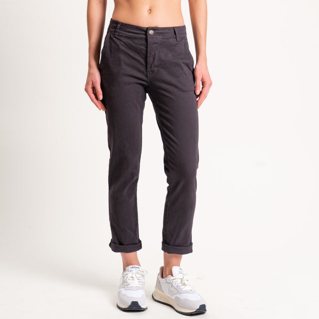 Zeroassoluto-Pantalone LOIS chino cotone elasticizzato - moro