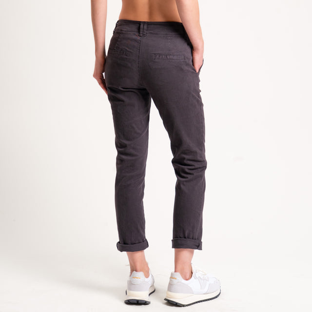 Zeroassoluto-Pantalone LOIS chino cotone elasticizzato - moro