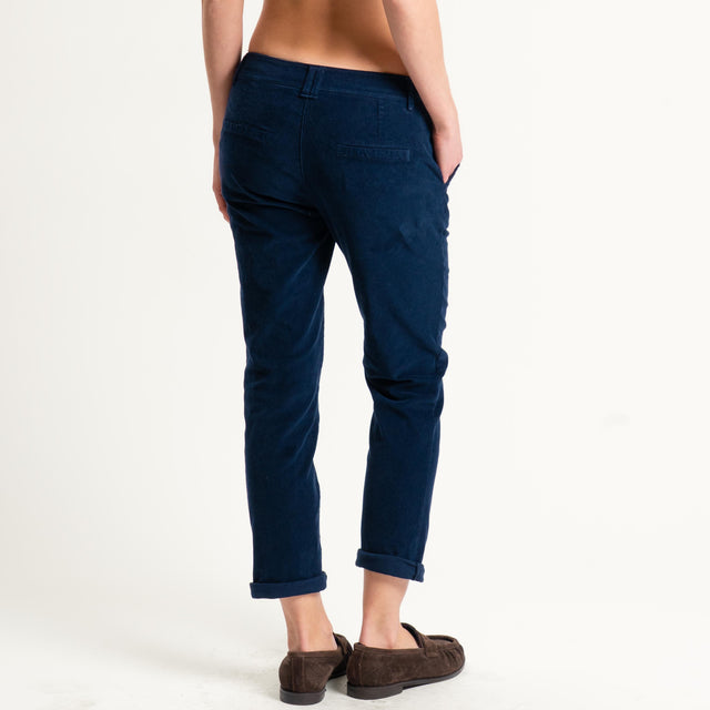 Zeroassoluto-Pantalone LOIS chino velluto millerighe - blu