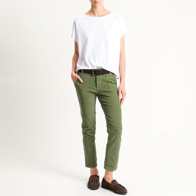 Zeroassoluto-Pantalone LOIS chino velluto millerighe - oliva