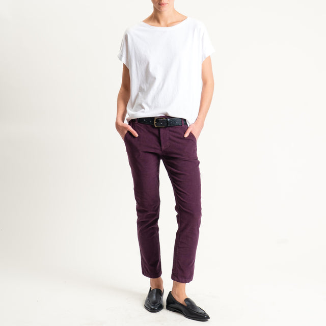 Zeroassoluto-Pantalone LOIS chino velluto millerighe - burgundy