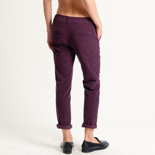 Zeroassoluto-Pantalone LOIS chino velluto millerighe - burgundy