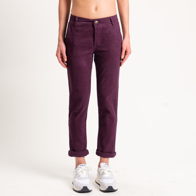 Zeroassoluto-Pantalone LOIS chino cotone elasticizzato - burgundy