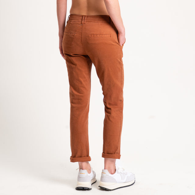 Zeroassoluto-Pantalone LOIS chino cotone elasticizzato - whiskey