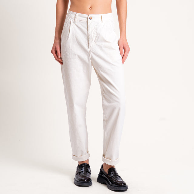 Zeroassoluto-Pantalone LOLA elastico dietro cotone elasticizzato - burro