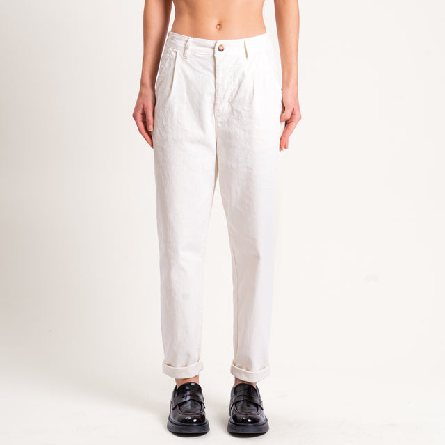 Zeroassoluto-Pantalone LOLA elastico dietro cotone elasticizzato - burro
