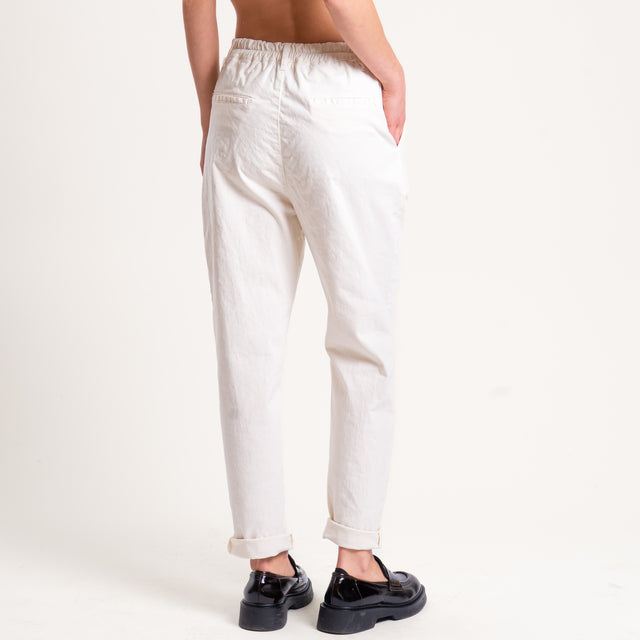 Zeroassoluto-Pantalone LOLA elastico dietro cotone elasticizzato - burro