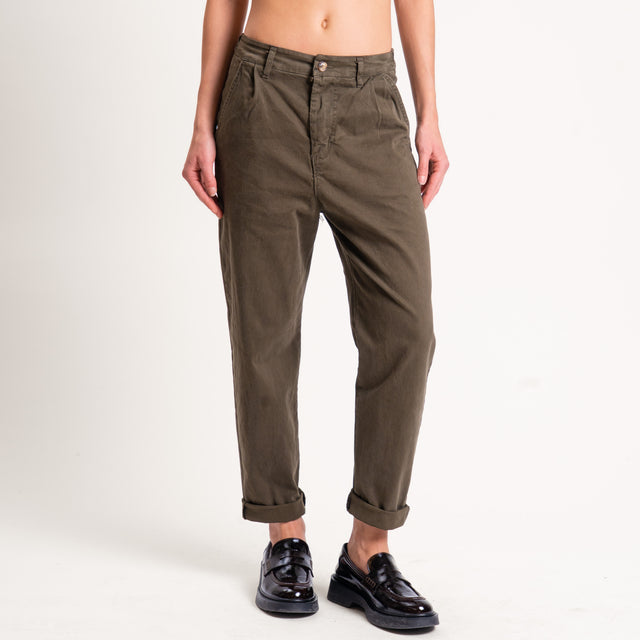 Zeroassoluto-Pantalone LOLA elastico dietro cotone elasticizzato - militare