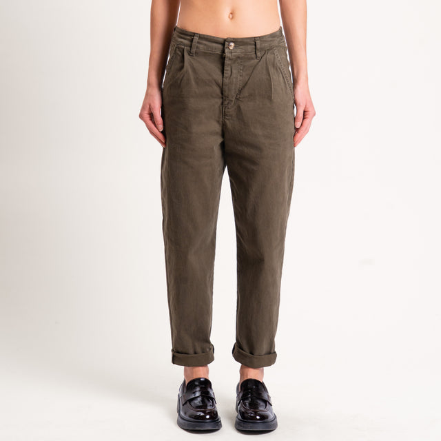 Zeroassoluto-Pantalone LOLA elastico dietro cotone elasticizzato - militare