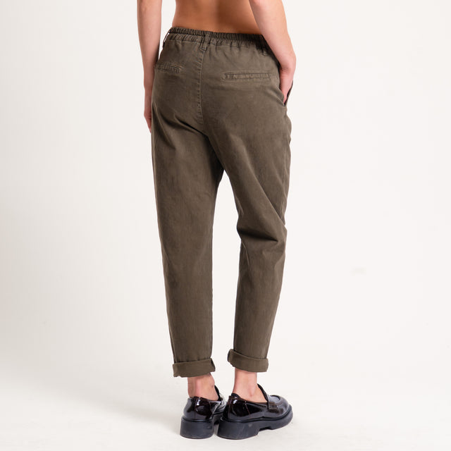 Zeroassoluto-Pantalone LOLA elastico dietro cotone elasticizzato - militare