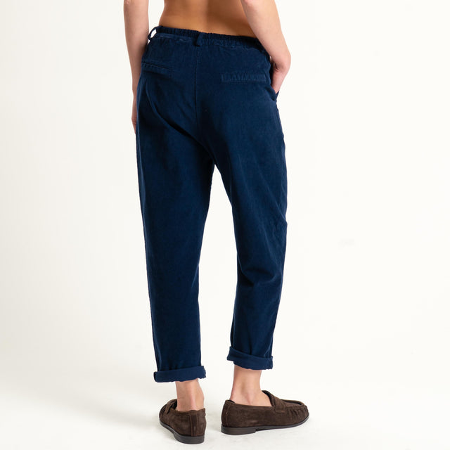 Zeroassoluto-Pantalone LOLA velluto boyfriend - blu