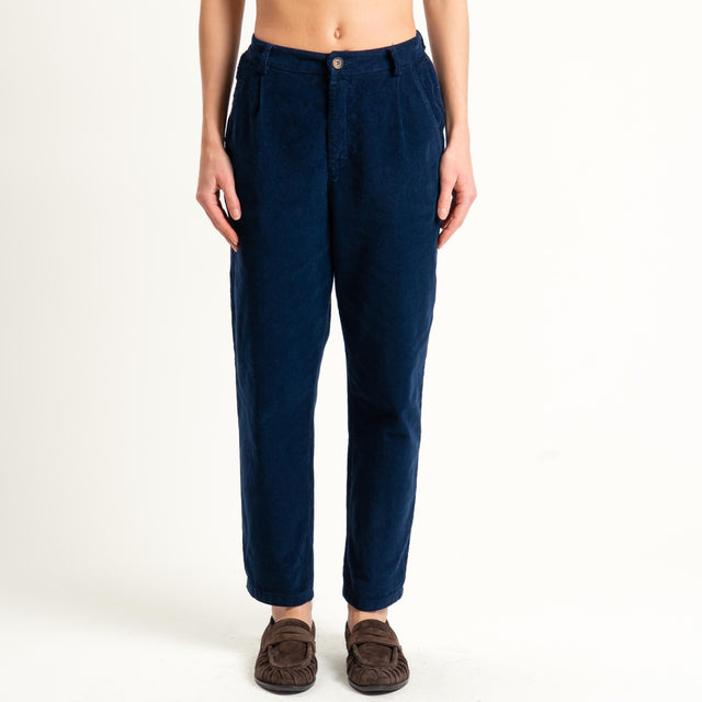 Zeroassoluto-Pantalone LOLA velluto boyfriend - blu