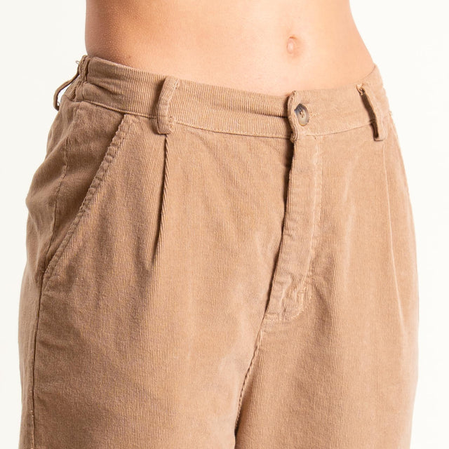 Zeroassoluto-Pantalone LOLA velluto boyfriend - camel