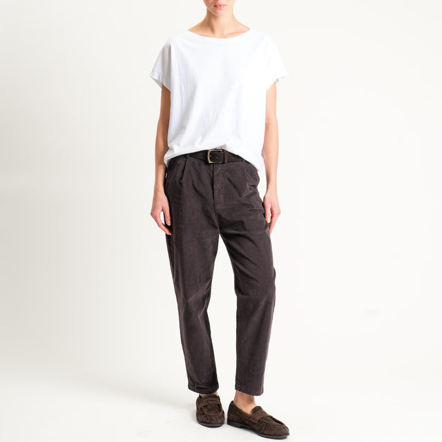 Zeroassoluto-Pantalone LOLA velluto boyfriend - moro