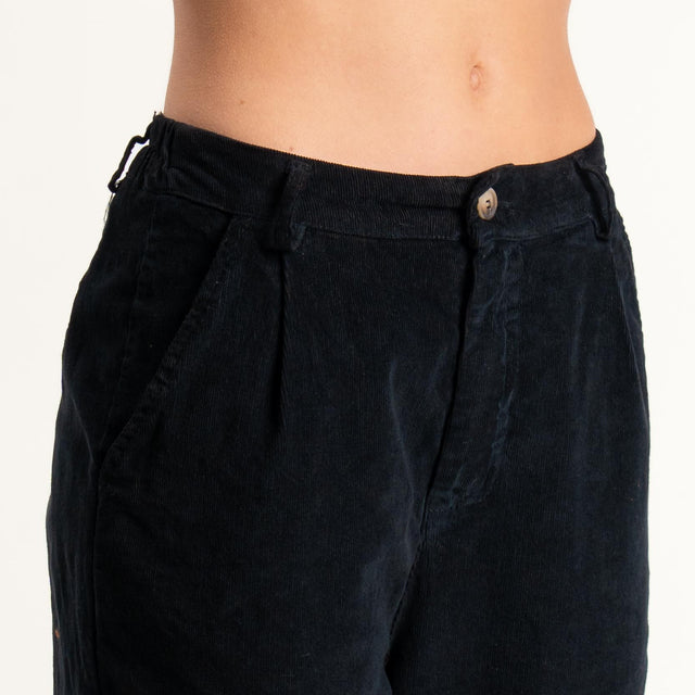 Zeroassoluto-Pantalone LOLA velluto boyfriend - nero