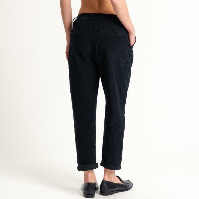 Zeroassoluto-Pantalone LOLA velluto boyfriend - nero