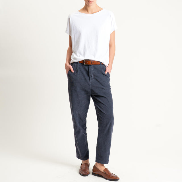 Zeroassoluto-Pantalone LOLA velluto boyfriend - piombo