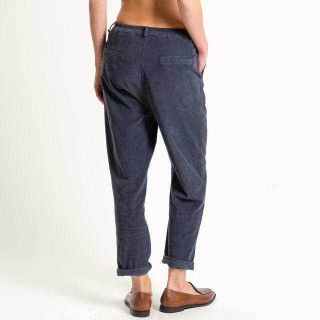 Zeroassoluto-Pantalone LOLA velluto boyfriend - piombo