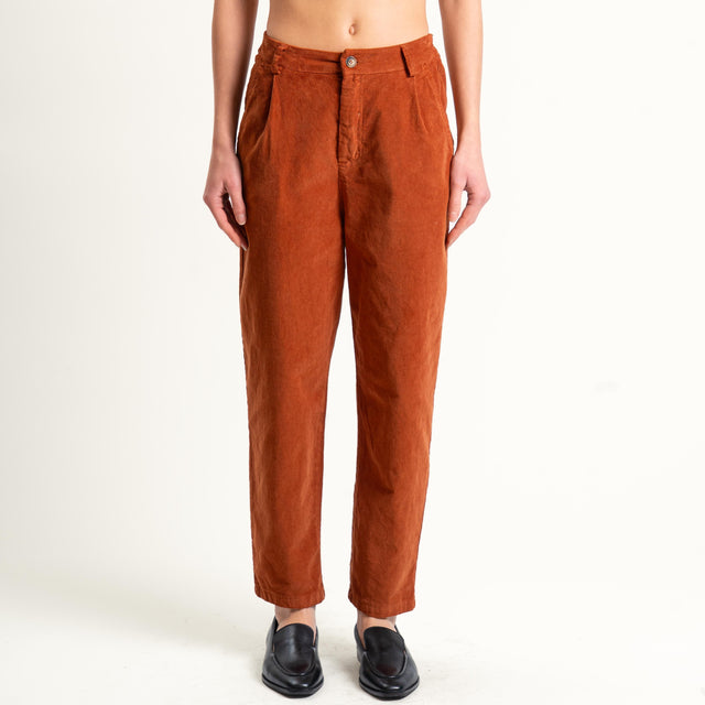 Zeroassoluto-Pantalone LOLA velluto boyfriend - rust