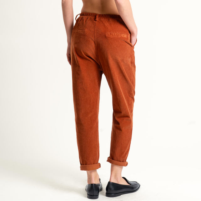 Zeroassoluto-Pantalone LOLA velluto boyfriend - rust