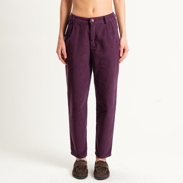 Zeroassoluto-Pantalone LOLA velluto boyfriend - burgundy