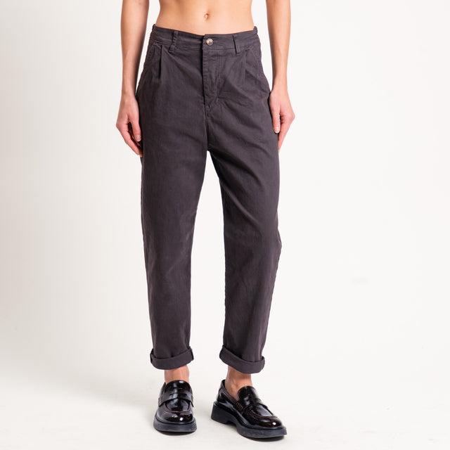 Zeroassoluto-Pantalone LOLA elastico dietro cotone elasticizzato - moro