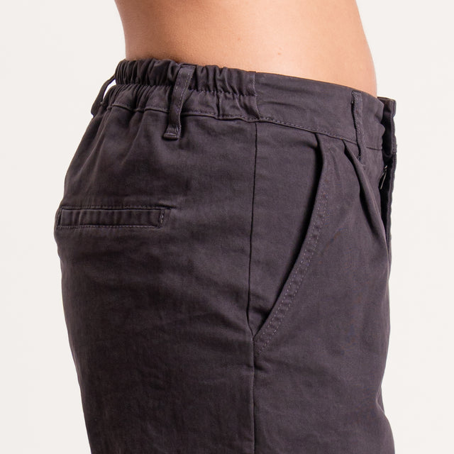 Zeroassoluto-Pantalone LOLA elastico dietro cotone elasticizzato - moro