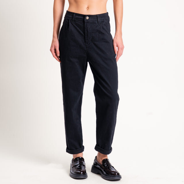 Zeroassoluto-Pantalone LOLA elastico dietro cotone elasticizzato - nero