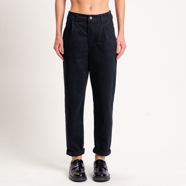 Zeroassoluto-Pantalone LOLA elastico dietro cotone elasticizzato - nero