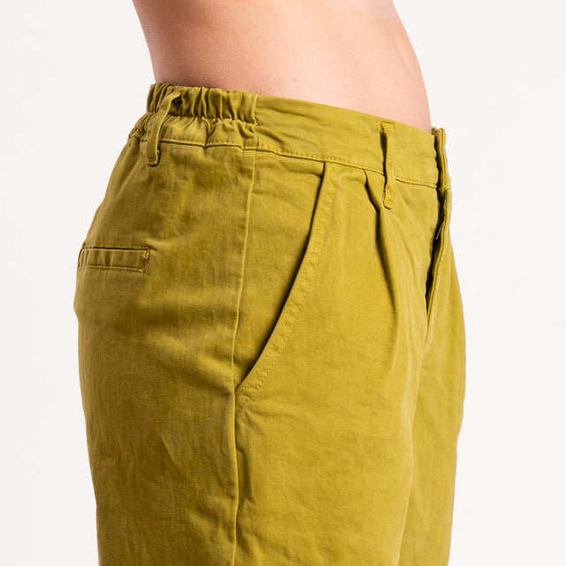 Zeroassoluto-Pantalone LOLA elastico dietro cotone elasticizzato - olio