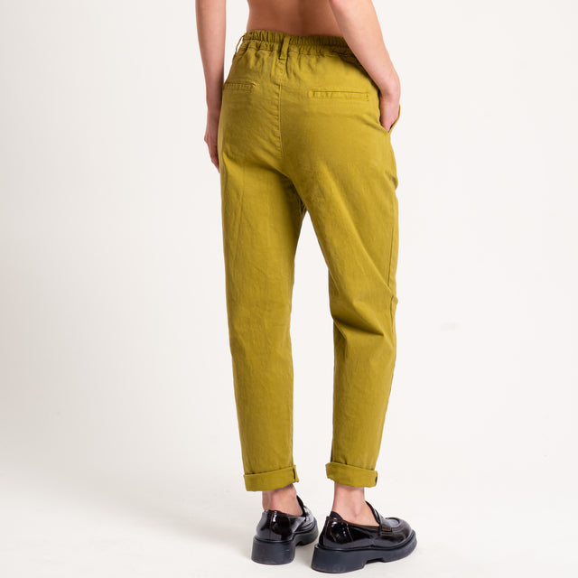 Zeroassoluto-Pantalone LOLA elastico dietro cotone elasticizzato - olio
