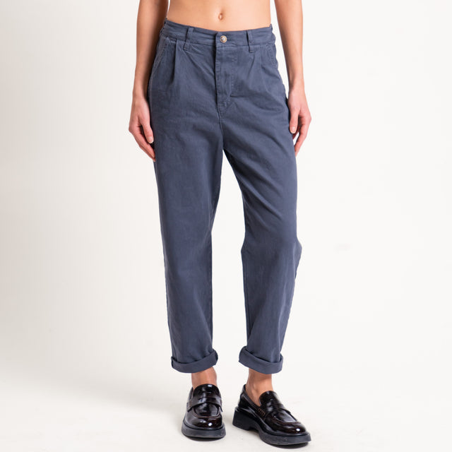 Zeroassoluto-Pantalone LOLA elastico dietro cotone elasticizzato - piombo