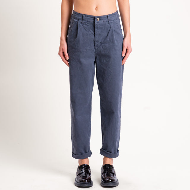 Zeroassoluto-Pantalone LOLA elastico dietro cotone elasticizzato - piombo