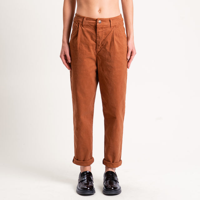 Zeroassoluto-Pantalone LOLA elastico dietro cotone elasticizzato - whiskey