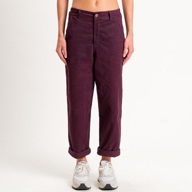 Zeroassoluto-Pantalone LORY baggy elasticizzato - burgundy