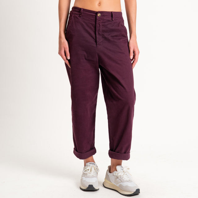Zeroassoluto-Pantalone LORY baggy elasticizzato - burgundy