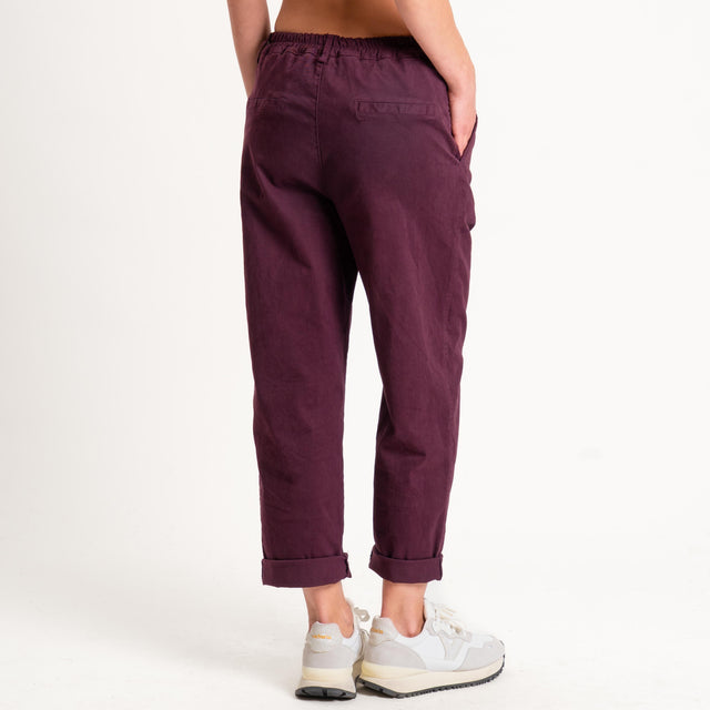 Zeroassoluto-Pantalone LORY baggy elasticizzato - burgundy