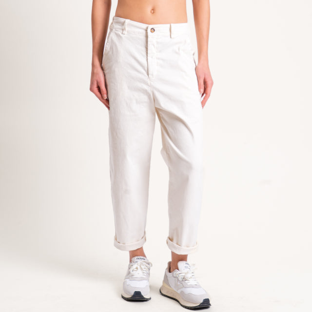 Zeroassoluto-Pantalone LORY baggy cotone elasticizzato - burro