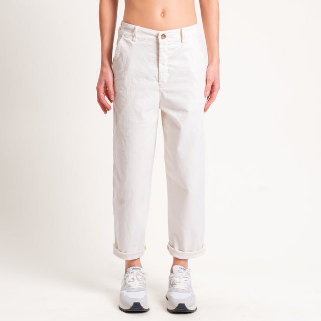 Zeroassoluto-Pantalone LORY baggy cotone elasticizzato - burro
