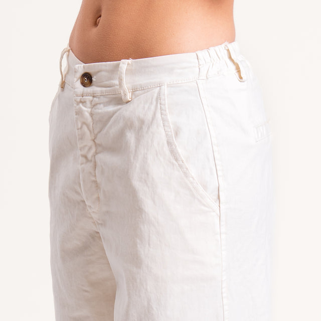 Zeroassoluto-Pantalone LORY baggy cotone elasticizzato - burro