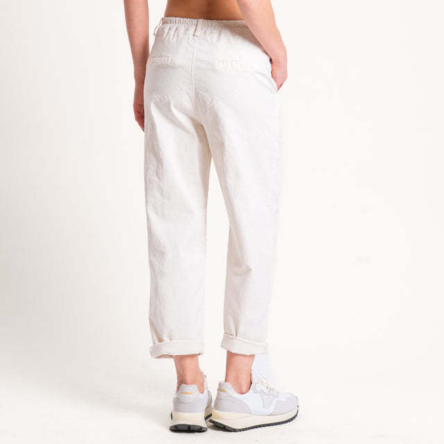 Zeroassoluto-Pantalone LORY baggy cotone elasticizzato - burro