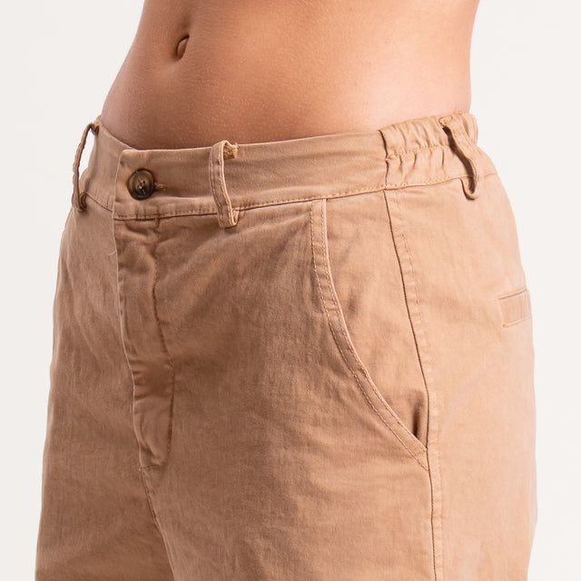 Zeroassoluto-Pantalone LORY baggy cotone elasticizzato - camel
