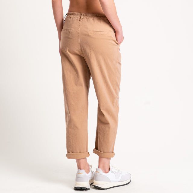 Zeroassoluto-Pantalone LORY baggy cotone elasticizzato - camel
