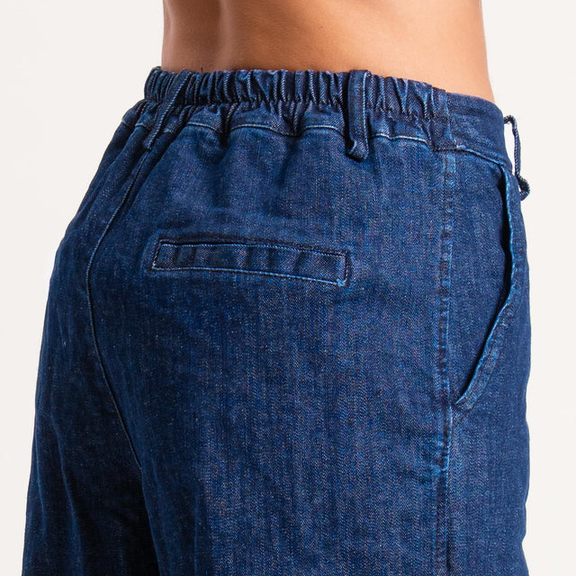Zeroassoluto-Pantalone LORY baggy tela jeans elasticizzata - denim