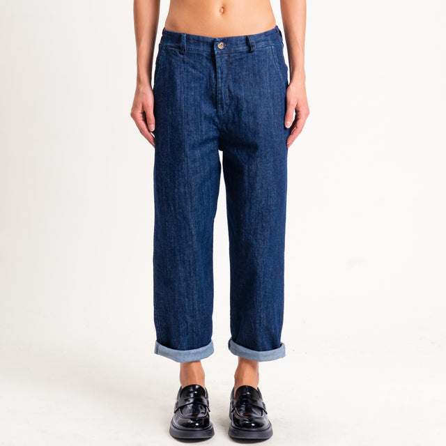 Zeroassoluto-Pantalone LORY baggy tela jeans elasticizzata - denim