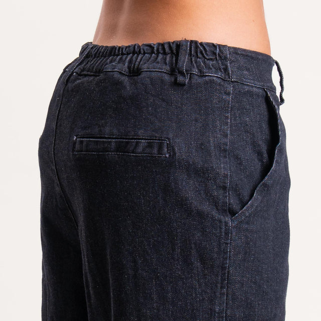 Zeroassoluto-Pantalone LORY baggy tela jeans elasticizzata - denim nero