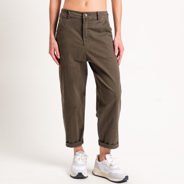 Zeroassoluto-Pantalone LORY baggy cotone elasticizzato - militare